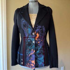 Tricotto embellished hour glass blazer suit jacket hip-length abstract p…